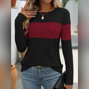 Black and Red Long Sleeve Sweater